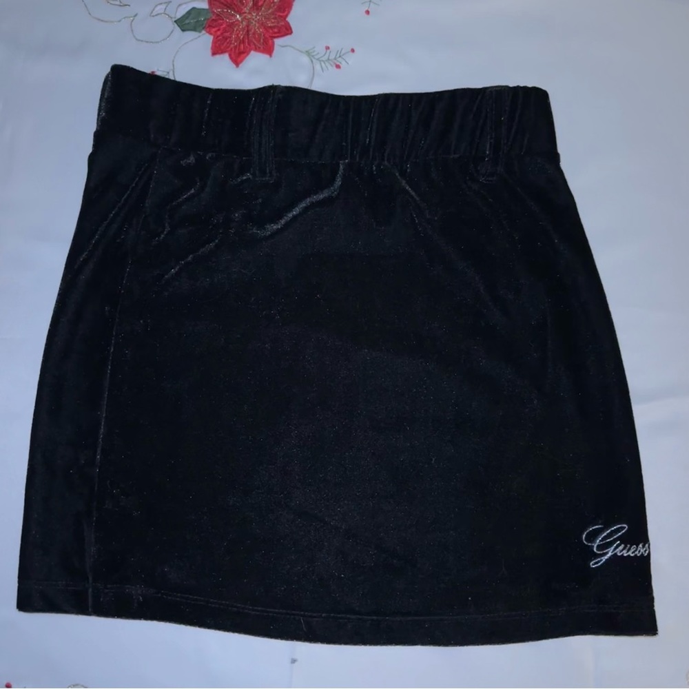 velvet guess mini skirt black